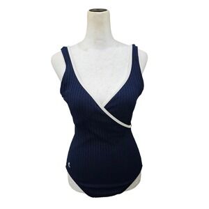 Lauren Ralph Lauren Cable Knit Trimmed One Piece Swimsuit‎ Navy Blue Size 6/8